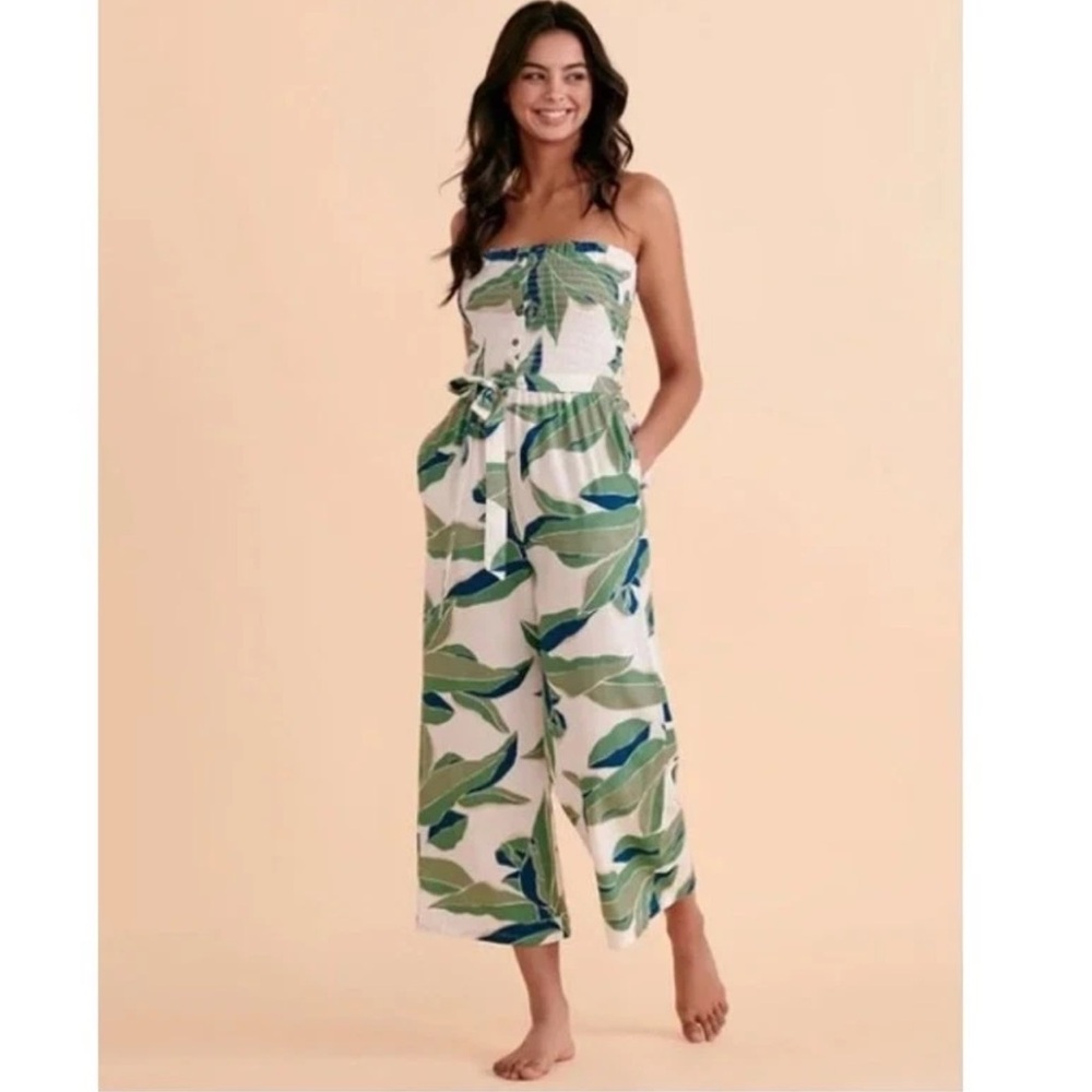 Billabong Forward Feelings Tropical Print Sleeveless Jumpsuit - Size Large